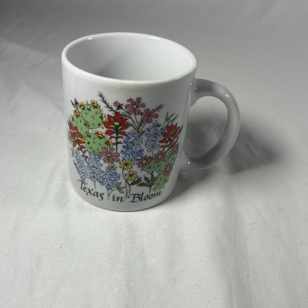 Texas in Bloom Wildflower Ceramic Coffee Mug Bluebonnet Cactus